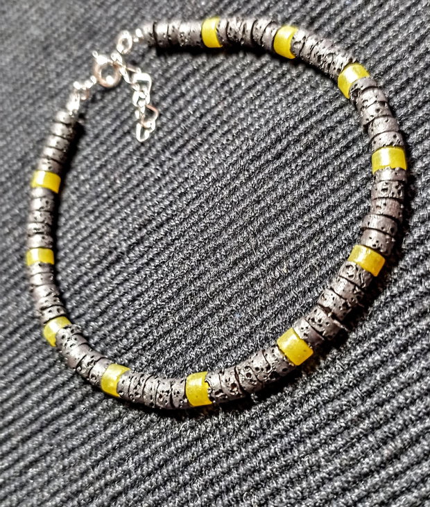 Bratara argint lava jad heishi minimalista boho chic trendy