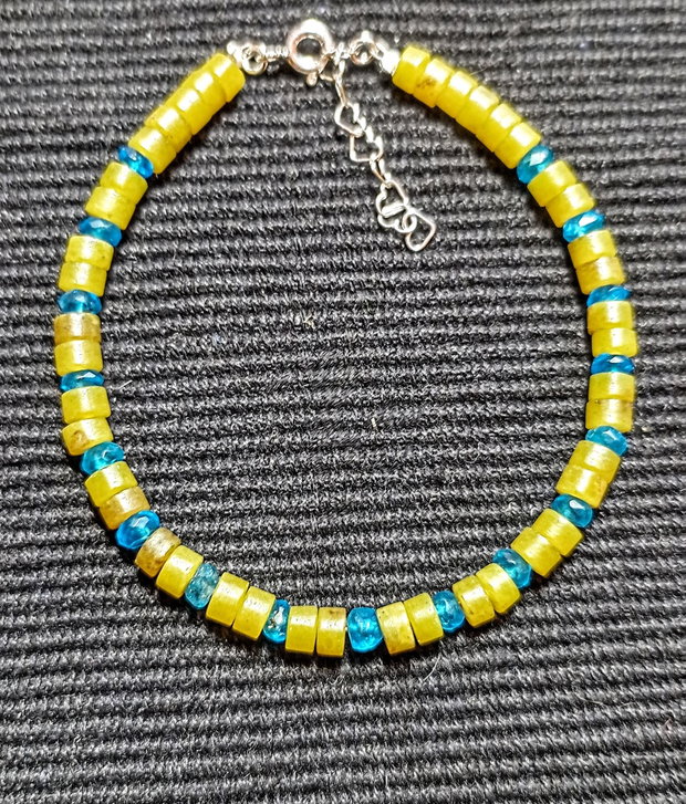 Bratara argint apatit neon jad heishi minimalist boho chic trendy
