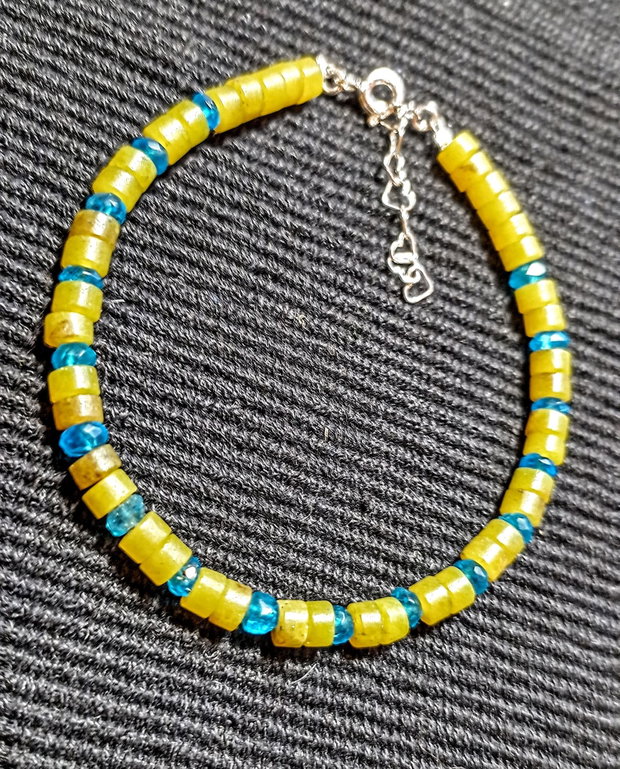Bratara argint apatit neon jad heishi minimalist boho chic trendy