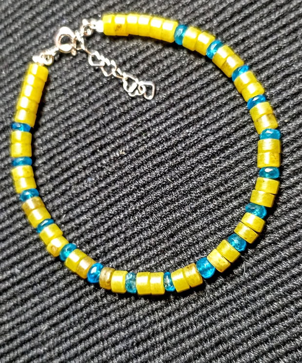 Bratara argint apatit neon jad heishi minimalist boho chic trendy