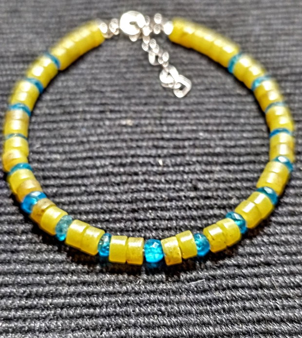 Bratara argint apatit neon jad heishi minimalist boho chic trendy