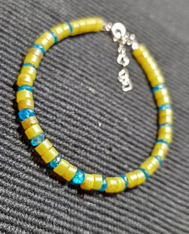 Bratara argint apatit neon jad heishi minimalist boho chic trendy