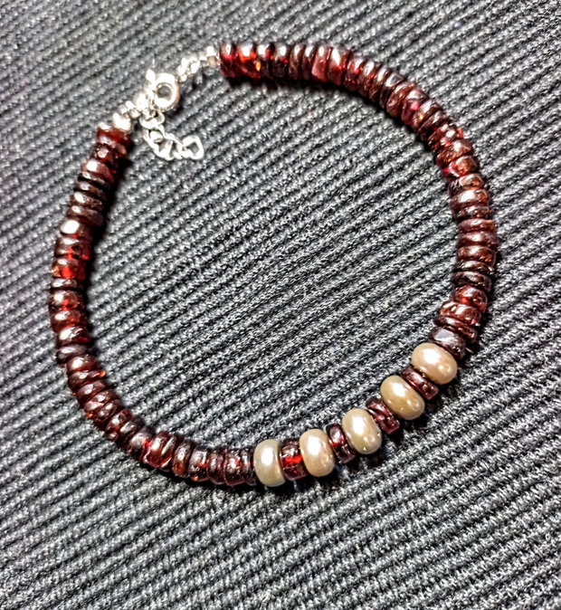 Bratara argint perle naturale de cultura gri granat heishi boho chic trendy cadou - Traansport gratuit
