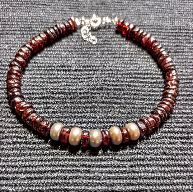 Bratara argint perle naturale de cultura gri granat heishi boho chic trendy cadou - Traansport gratuit
