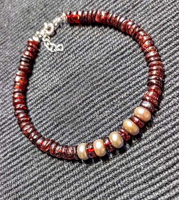 Bratara argint perle naturale de cultura gri granat heishi boho chic trendy cadou - Traansport gratuit
