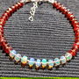 Bratara argint opal de foc etiopian alb granat disc fatetat boho chic trendy cadou - Transport gratuit