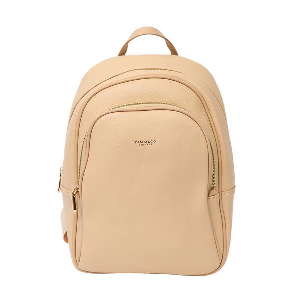 Rucsac Cu Buzunare Multiple Imitatie Piele Bej
