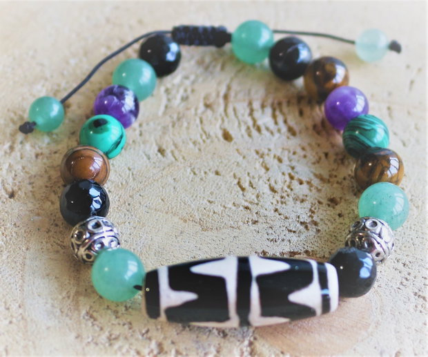 Bratara pe ata cu agata dzi /bratara barbateasca/bratara unisex/bratara talisman/prosperitate