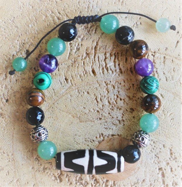 Bratara pe ata cu agata dzi /bratara barbateasca/bratara unisex/bratara talisman/prosperitate