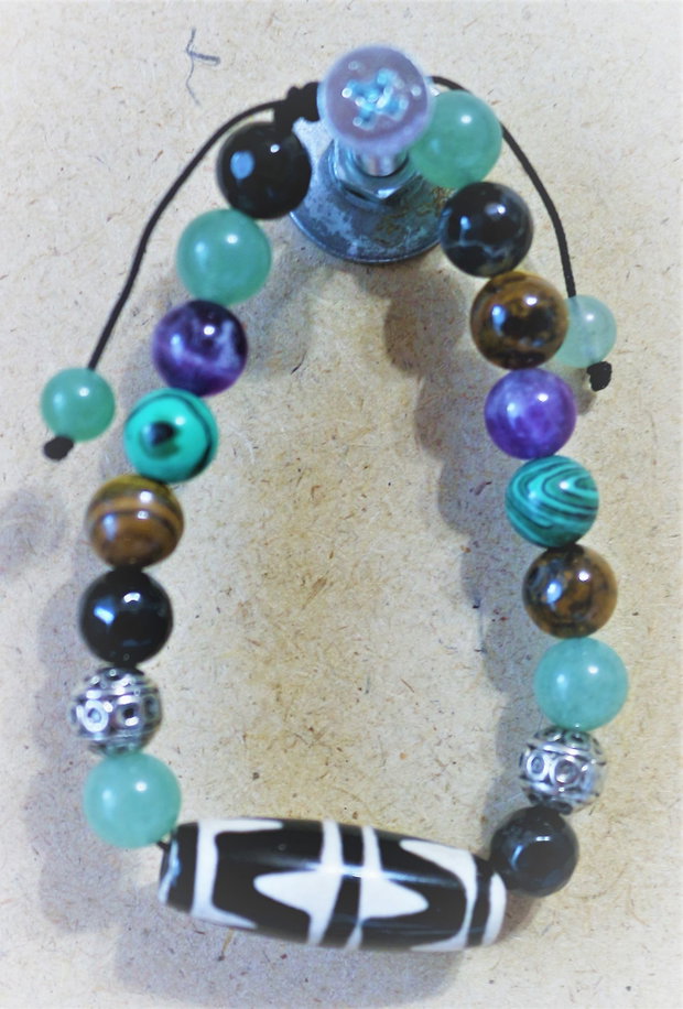 Bratara pe ata cu agata dzi /bratara barbateasca/bratara unisex/bratara talisman/prosperitate