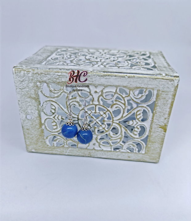 Cercei Jasp imperial albastru (regalit )