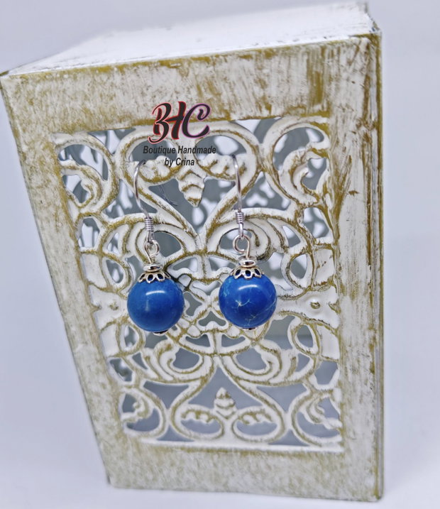 Cercei Jasp imperial albastru (regalit )