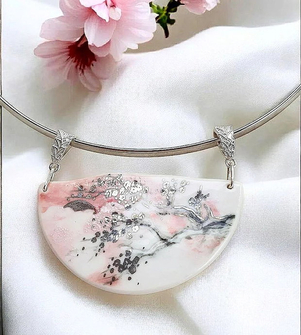 Colier din portelan si argint - SAKURA