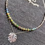 Colier argint opal de foc etiopian verde spinel grafitat charm frunza monstera lant argint minimalist boho chic trendy cadou - Transport gratuit