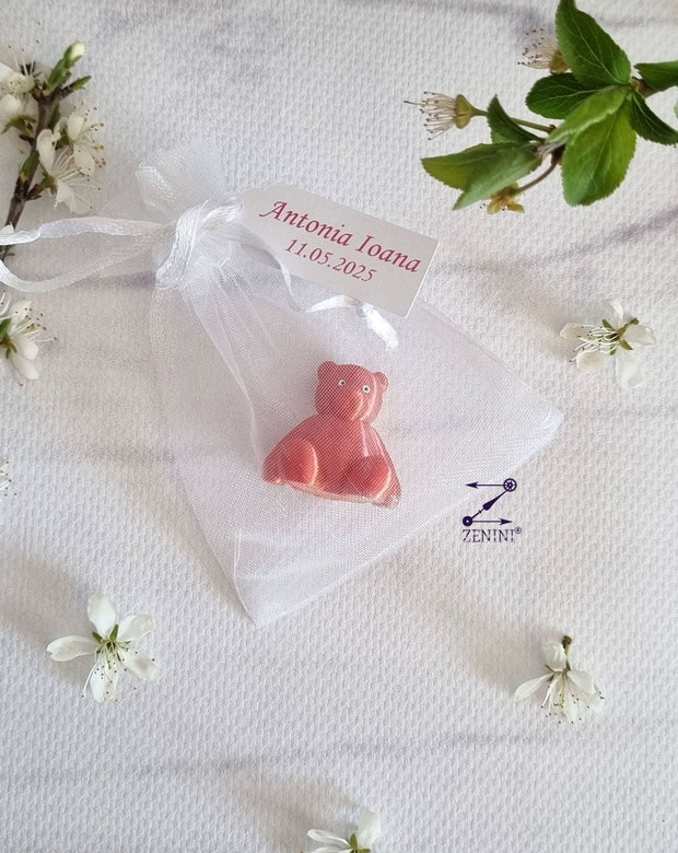 Marturie botez ursulet printat 3D, marturie botez ursulet, marturii botez personalizate, marturii botez cu nume