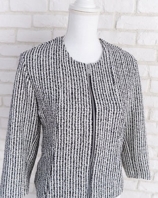 Sacou Fermoar Stofa Chanel Negru cu Alb
