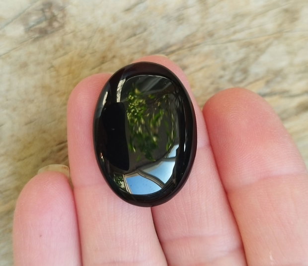 Cabochon onix negru, 30x23 mm