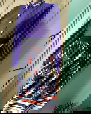 Bluza vintage cu maneci plisate si fusta in ton