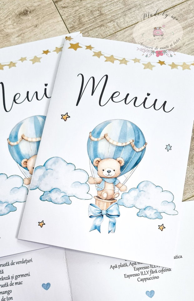 Meniu carticica botez urs