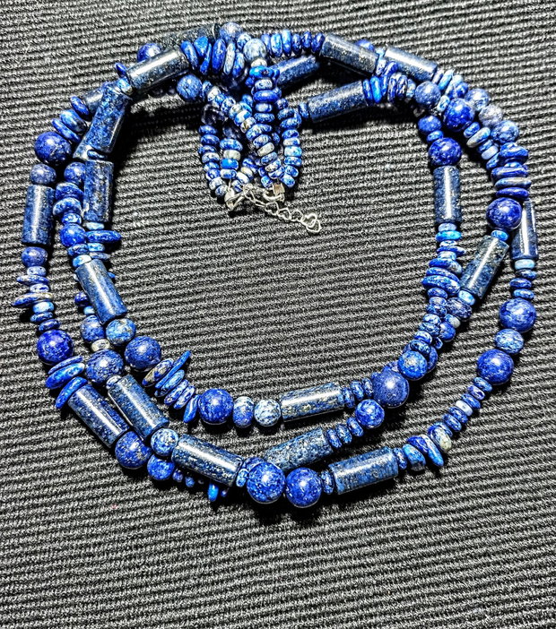 Colier X3 lapis lazuli boho chic trendy - Transport gratuit