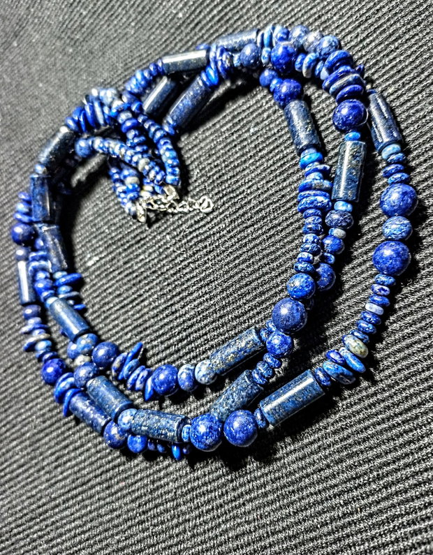 Colier X3 lapis lazuli boho chic trendy - Transport gratuit