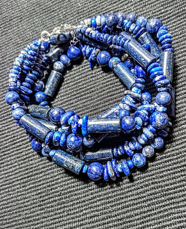 Colier X3 lapis lazuli boho chic trendy - Transport gratuit
