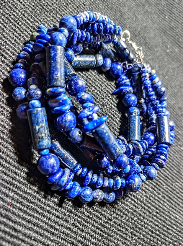 Colier X3 lapis lazuli boho chic trendy - Transport gratuit