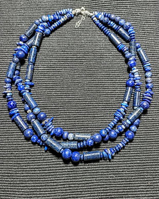 Colier X3 lapis lazuli boho chic trendy - Transport gratuit
