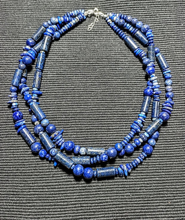 Colier X3 lapis lazuli boho chic trendy - Transport gratuit