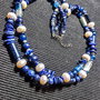 Colier argint X2 lapis lazuli perle naturale de cultura agat boho chic trendy - Transport gratuit