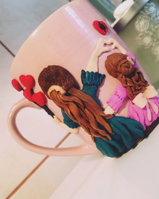 Cana personalizata fimo, mama/nasa si fiica