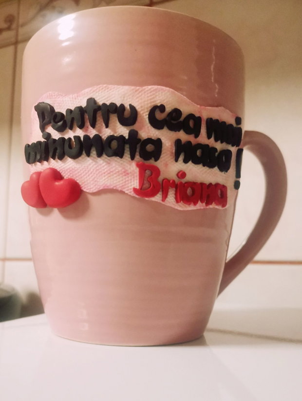 Cana personalizata fimo, mama/nasa si fiica