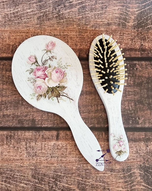 Set gatitul miresei, set vintage mireasa, set perie si oglinda, set tava mireasa, set nunta, set shabby chic, tava mireasa