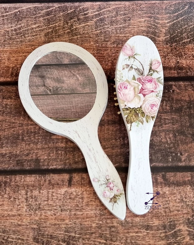 Set gatitul miresei, set vintage mireasa, set perie si oglinda, set tava mireasa, set nunta, set shabby chic, tava mireasa