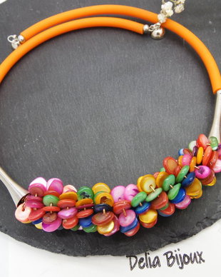 Colier handmade unicat - sidef multicolor (cod1234)