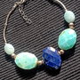 Bratara argint lapis lazuli opal albastru amazonit boho chic trendy - Transport gratuit