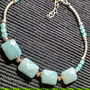 Bratara argint amazonit calcedonie aqua minimalist boho chic trendy - Transport gratuit