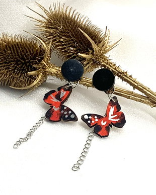 cercei handmade unicat din lemn -pictati manual 00127
