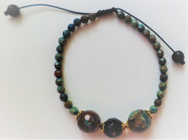 Bratara handmade unisex/bratara din ata cu jasp calsilica si onix negru