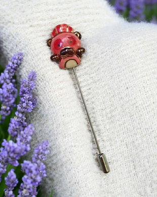 Brosa pin/semn de carte din portelan, cu felicitare - FUNNY FACES