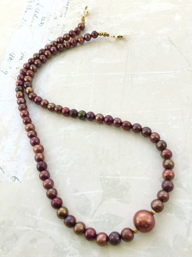 Colier CHOKER perle de cultura aramii