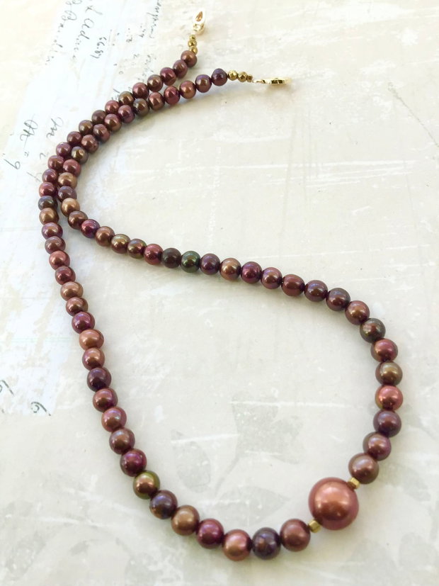 Colier CHOKER perle de cultura aramii