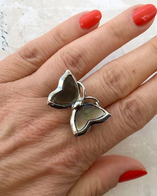 Inel fluture scoica / sidef Paua Shell