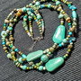 Colier argint X3 coral fosil agatizat turcoaz natural larimar jasp apatit amazonit magnezit boho chic trendy - Transport gratuit