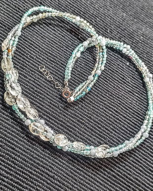 Colier argint X3 topaz amazonit apatit calcedonie fluorit minimalist boho chic trendy cadou - Transport gratuit