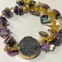 BRĂȚARĂ ~PURPLE FLAMENCO~charoit,perle cultură,sidef,accesorii aurii,agata druzy