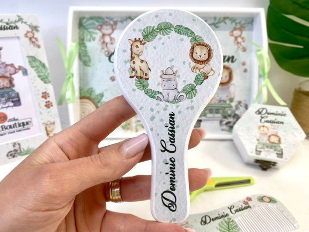 Set aniversar personalizat 1 anisor - Safari Adventure - Tavita mot si accesorii