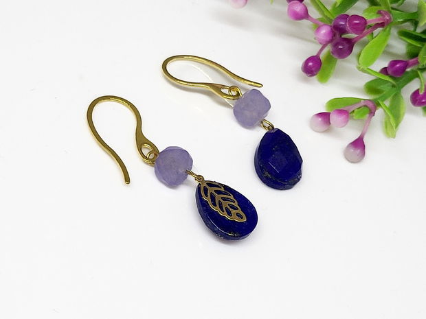 Cercei lapis lazuli si jad