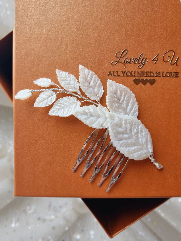 Accesoriu handmade cu frunze, eveniment nuntă/ botez