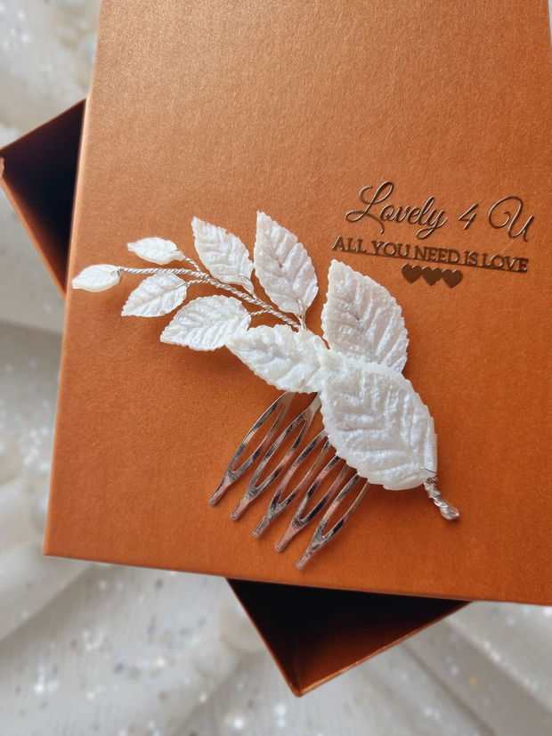 Accesoriu handmade cu frunze, eveniment nuntă/ botez